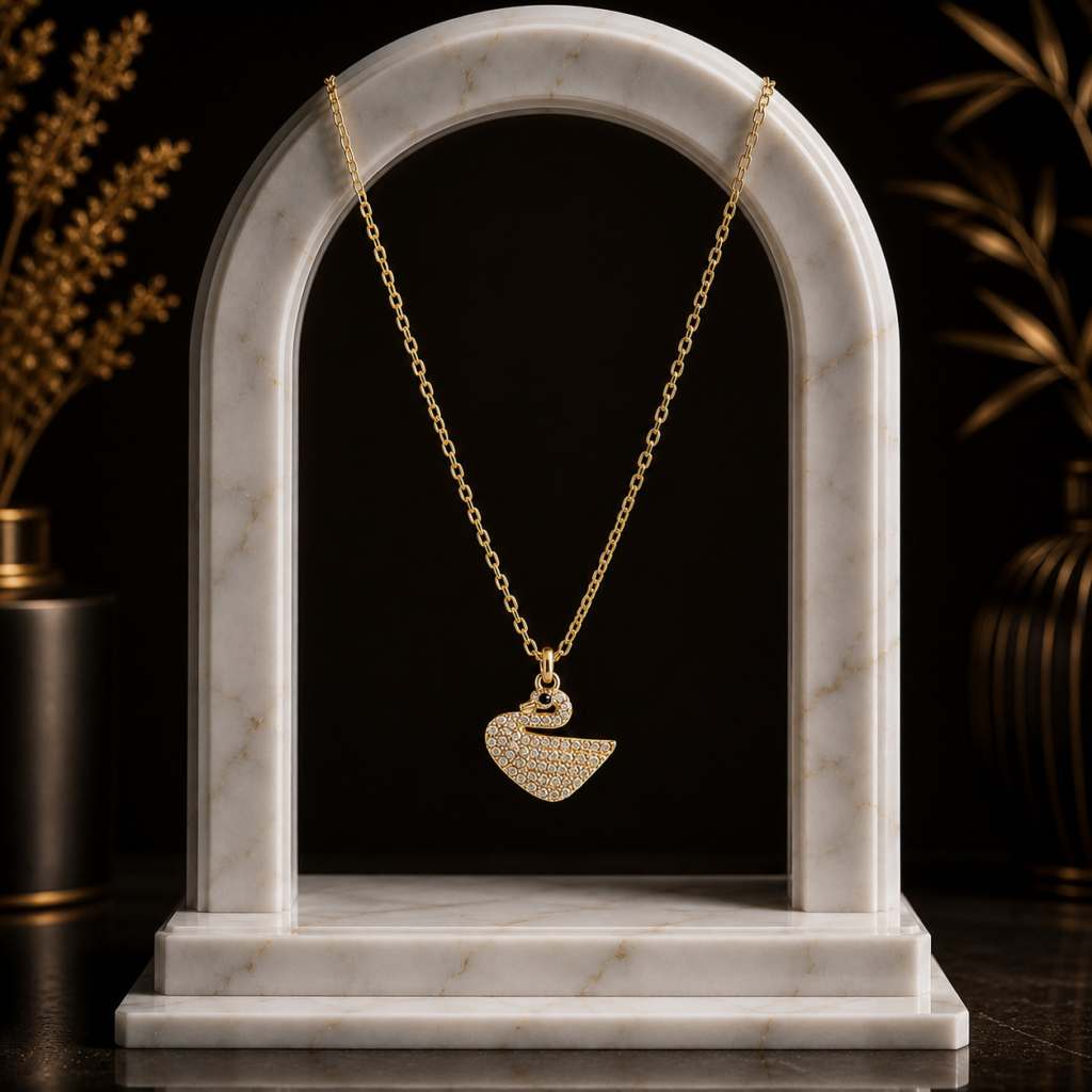 Mairah Elegant Golden Swan Crystal Pendant Necklace