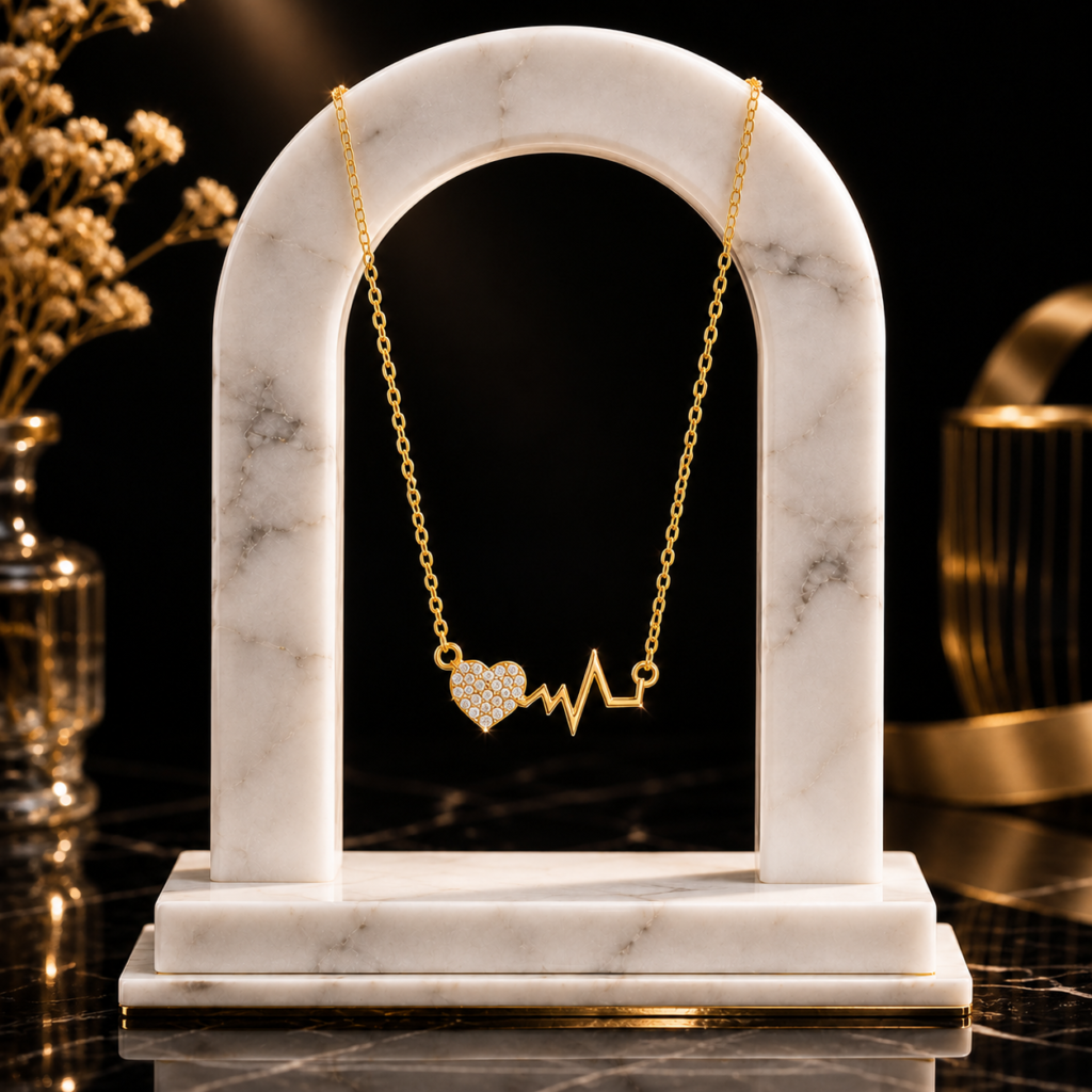 Mairah Golden Heartbeat Crystal Pendant Necklace
