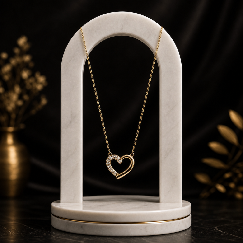 Mairah Elegant Gold-Plated Sparkling Heart Pendant Necklace