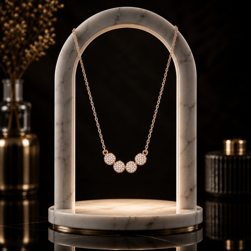 Mairah Rose Gold Five-Cluster Sparkling Medallion Necklace