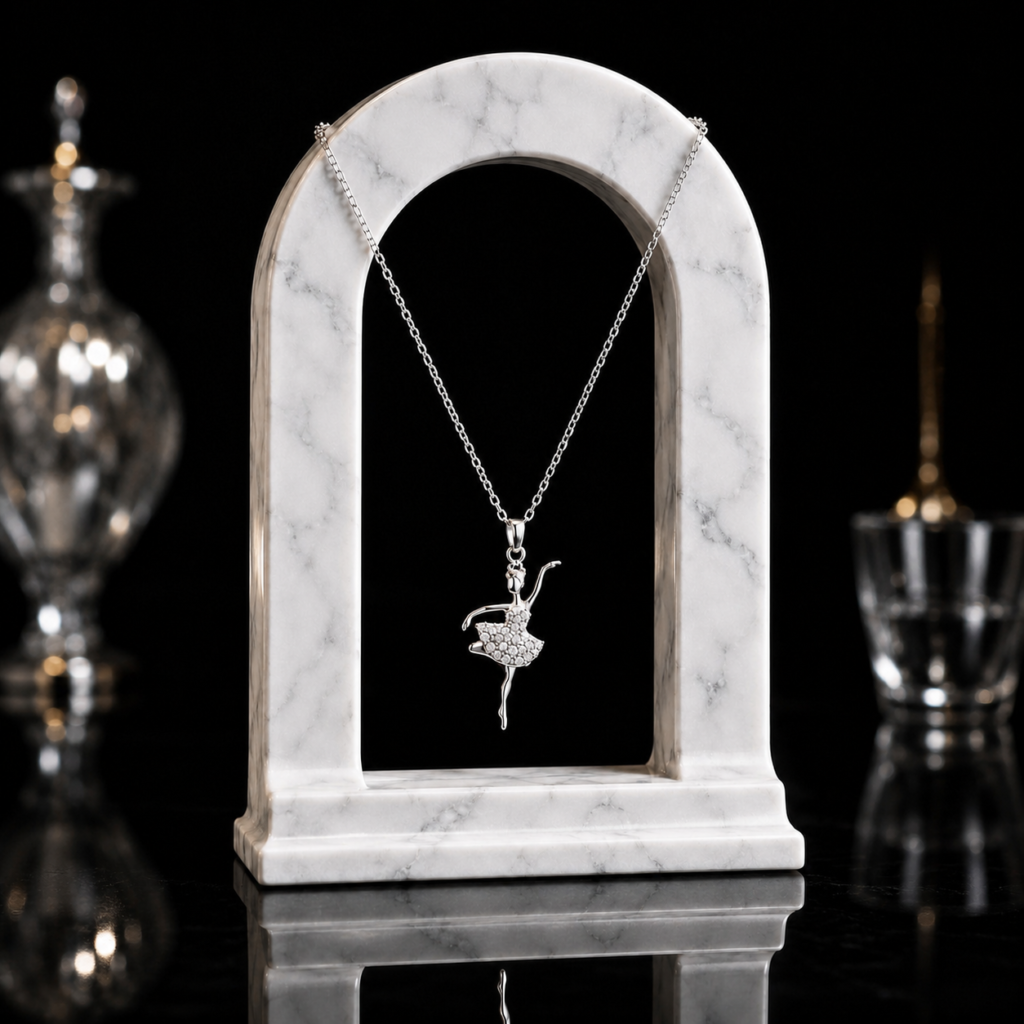 Mairah Silver Sparkling Ballerina Dancer Pendant Necklace