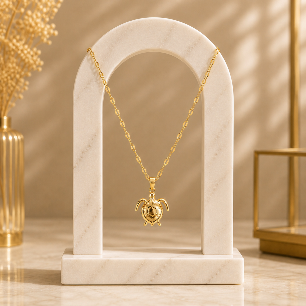 Gold Sea Turtle Locket With Chain