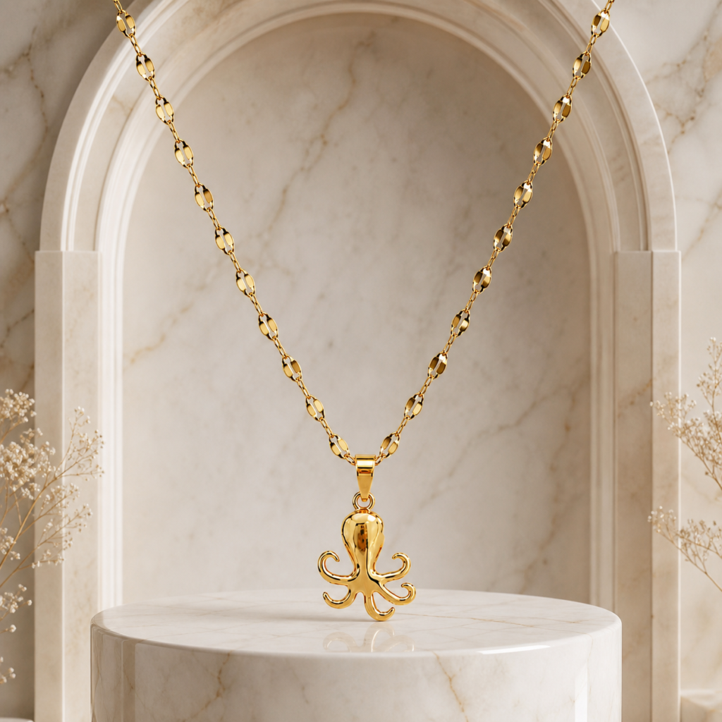 Gold Octopus Locket With Chain