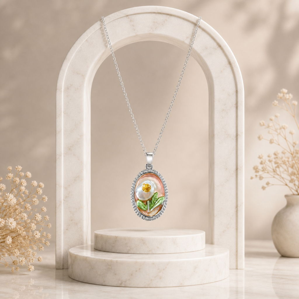 Mairah Blush Petal Glow Pendant Necklace