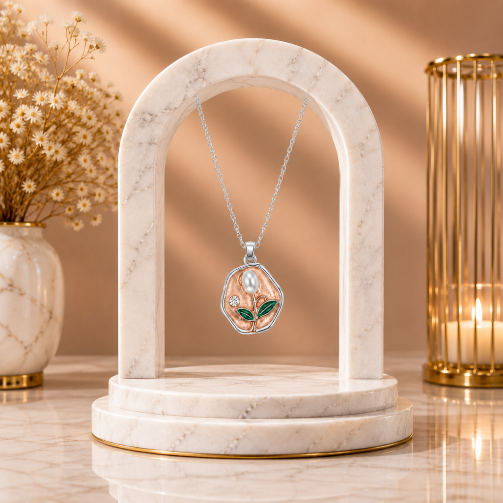 Mairah Designer Silver-Plated Irregular Floral Pearl Pendant