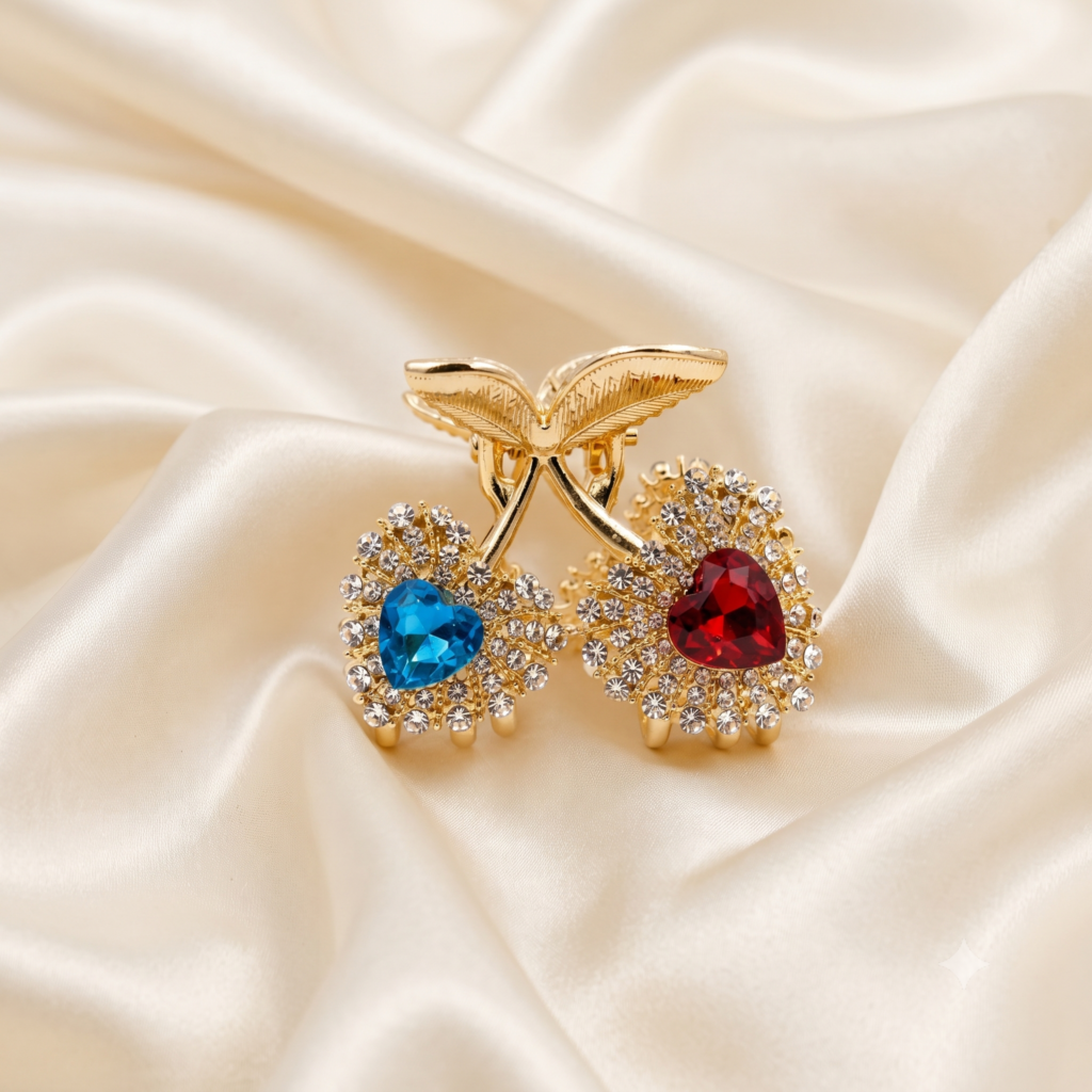 Gold Multicolor Bowknot Satin Ribbon Wrapped Metal Hair Claw Clip