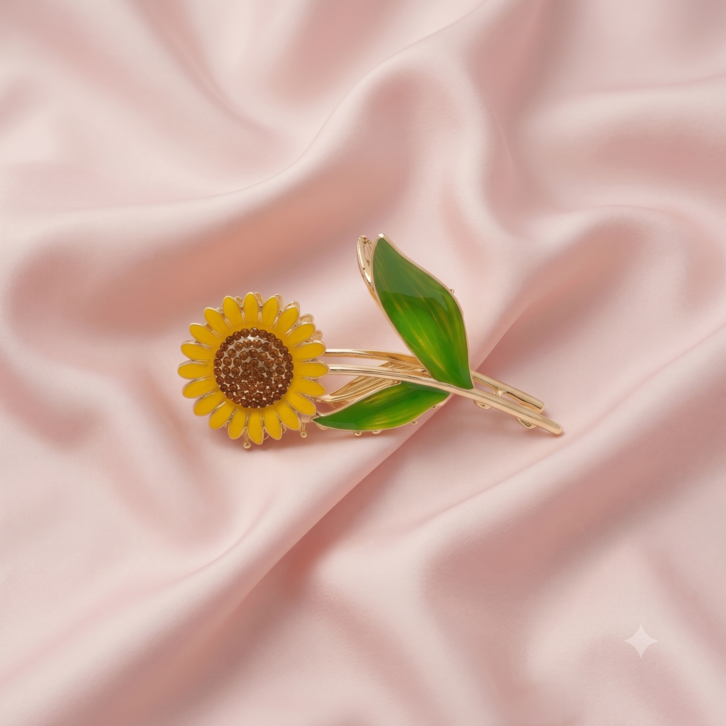 Vibrant Yellow Sunflower Enamel Hair Claw Clip