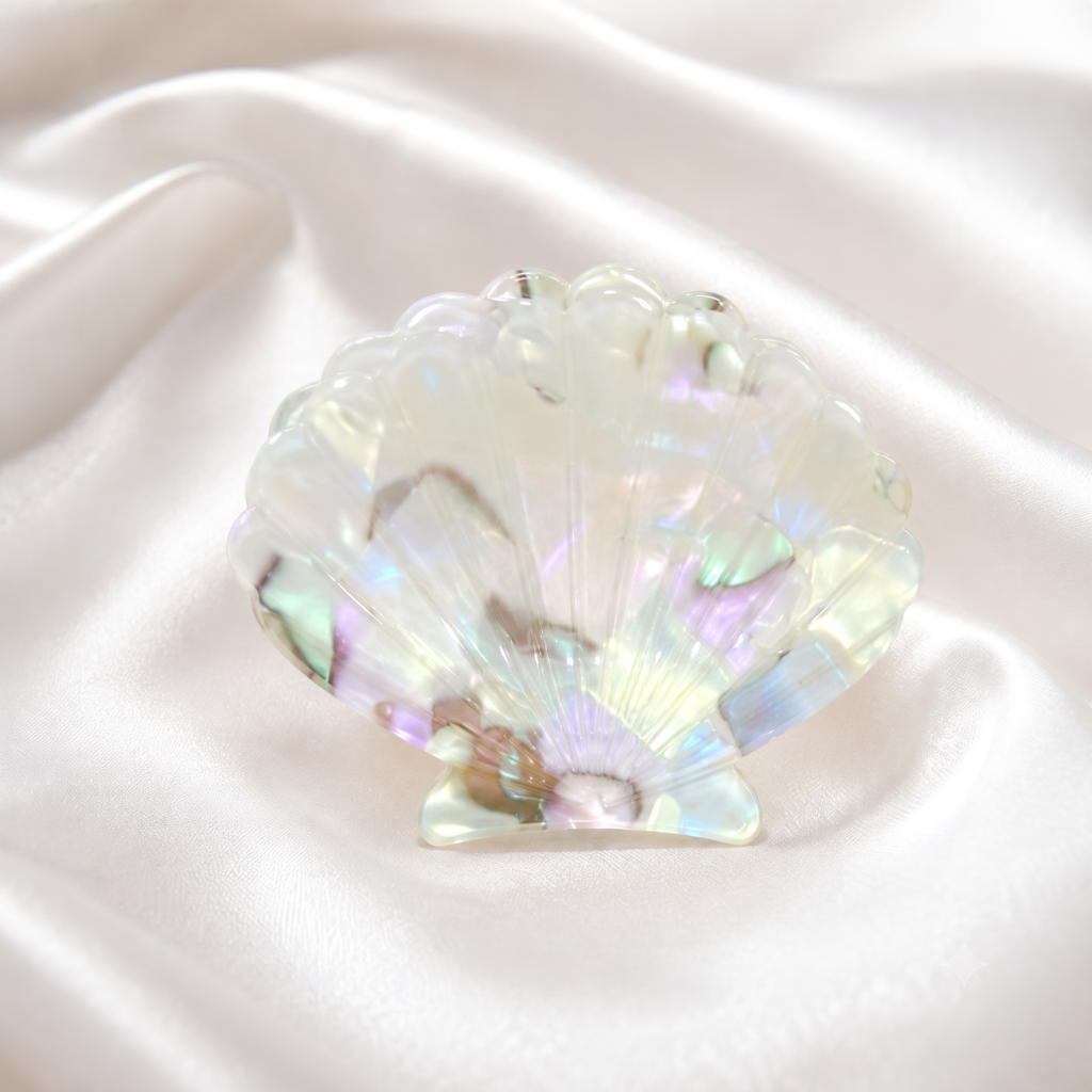 Ivory Terrazzo Shell Hair Claw Clip