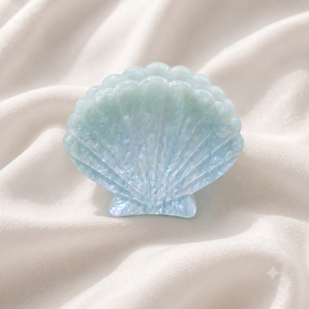 Sky Blue Terrazzo Shell Hair Claw Clip