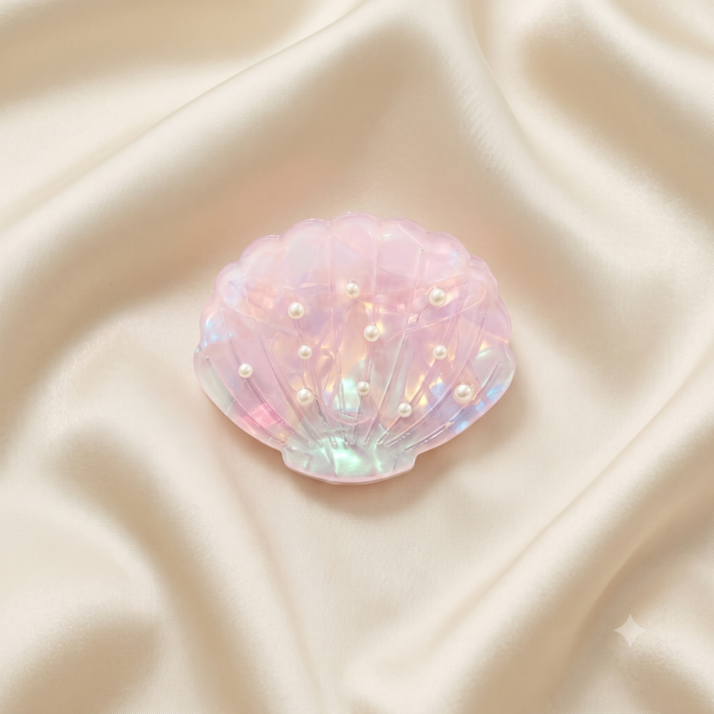 Iridescent Pink Multicolor Pearl Seashell Hair Claw Clip