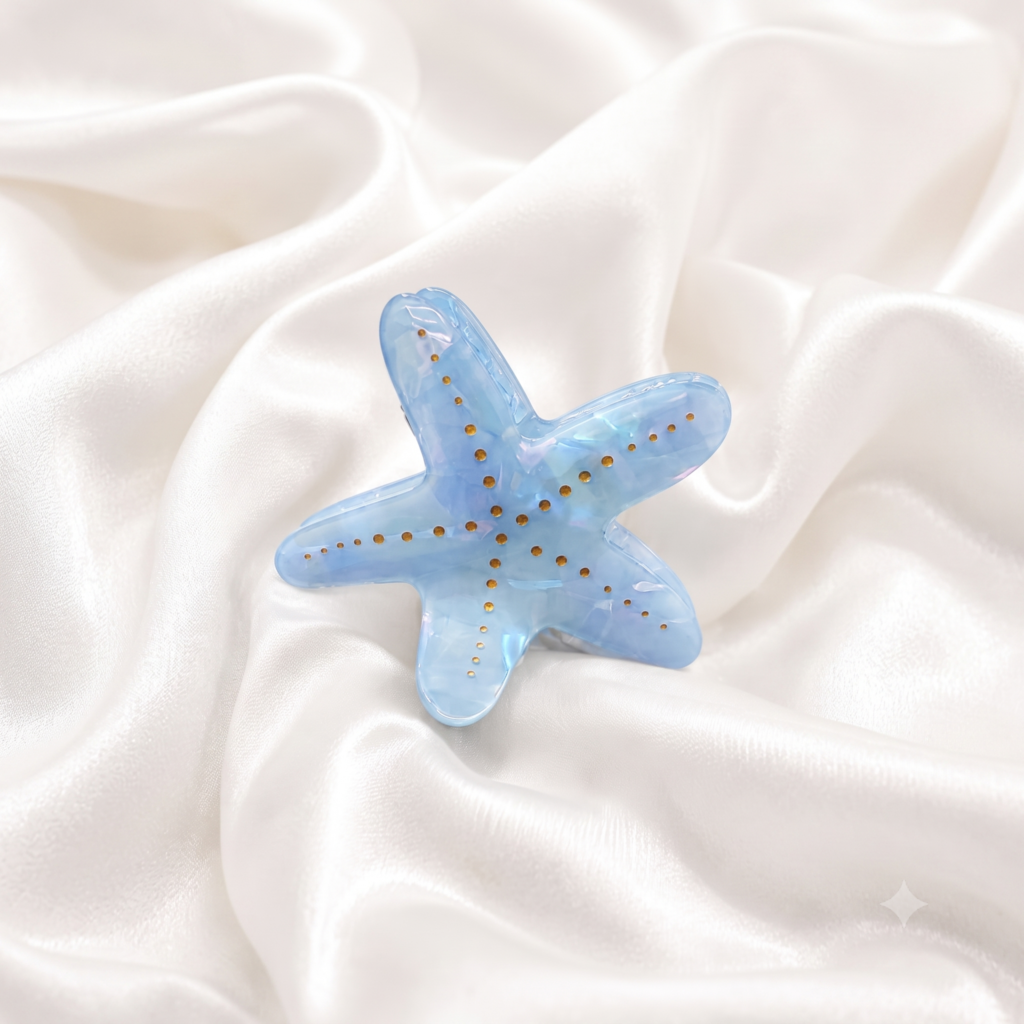 Blue Iridescent Starfish Hair Claw Clip