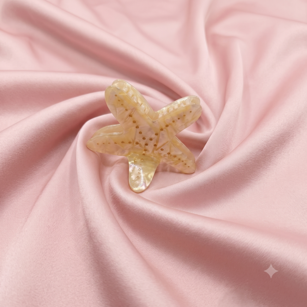 Champagne Iridescent Starfish Hair Claw Clip