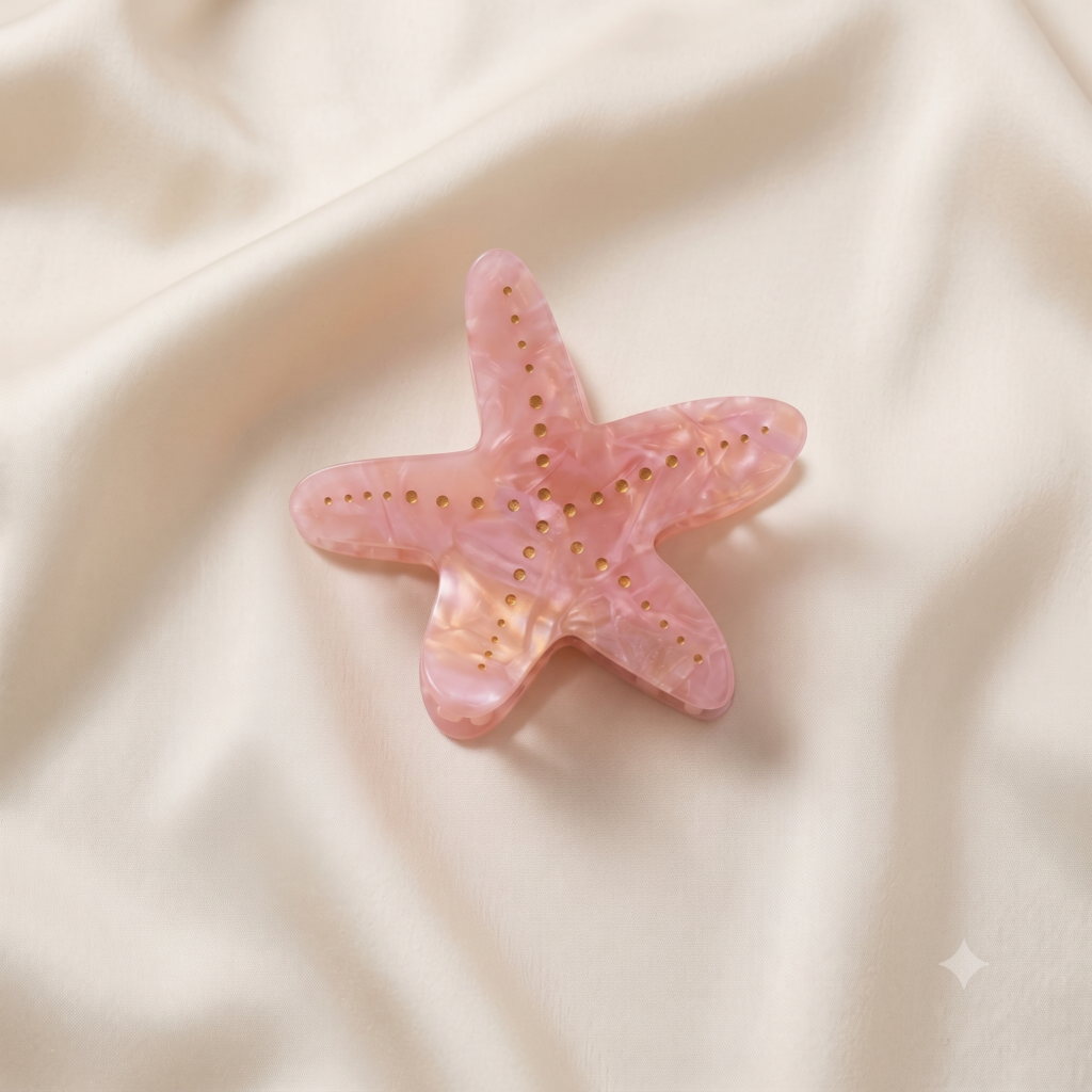 Pink Iridescent Starfish Hair Claw Clip