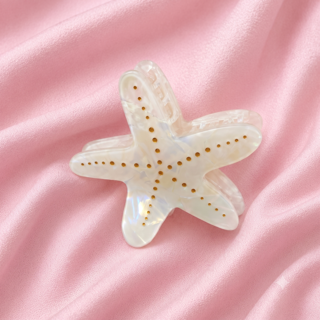 White Iridescent Starfish Hair Claw Clip